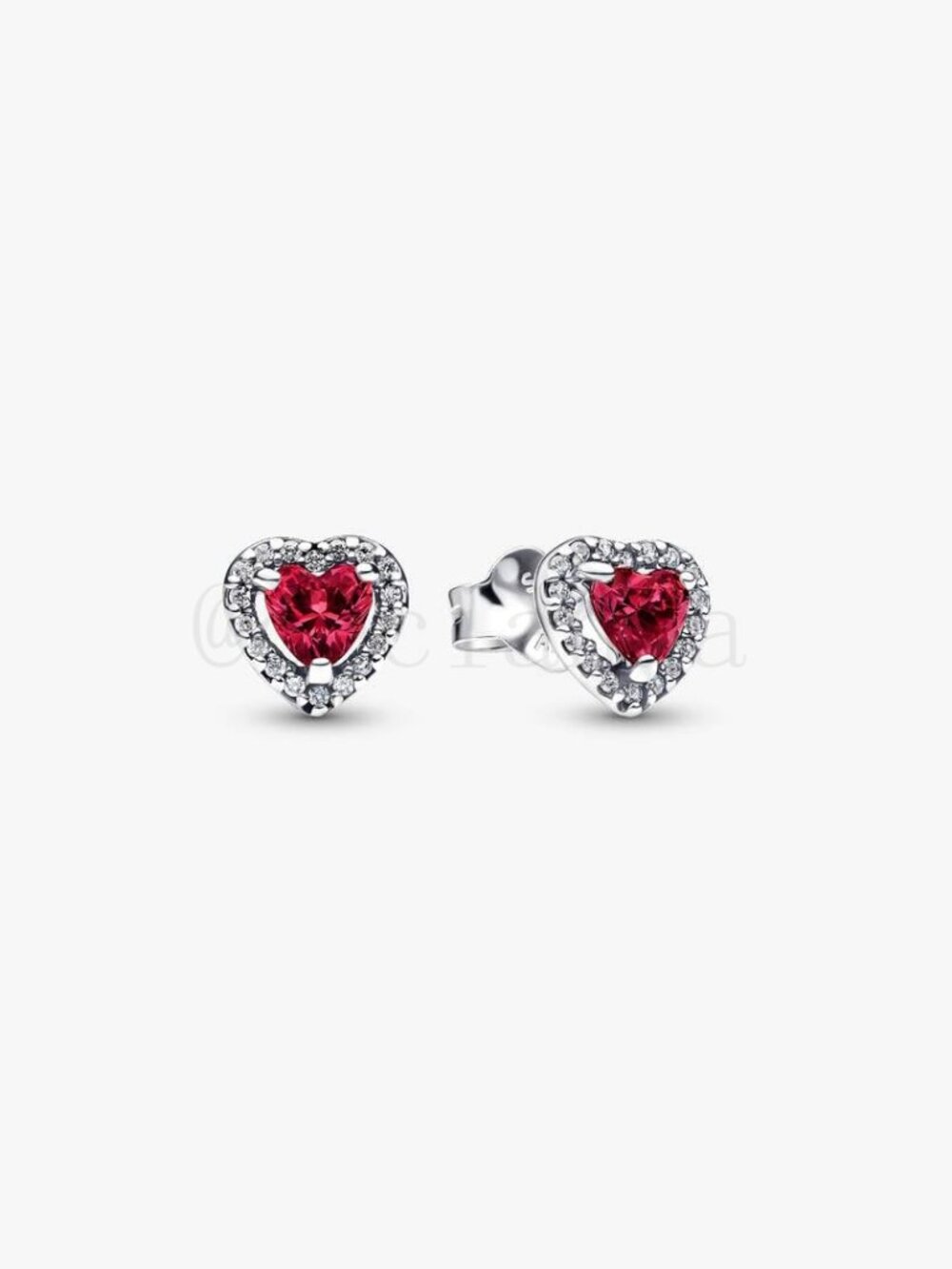 Pandora Elevated Red Heart Stud Earrings
